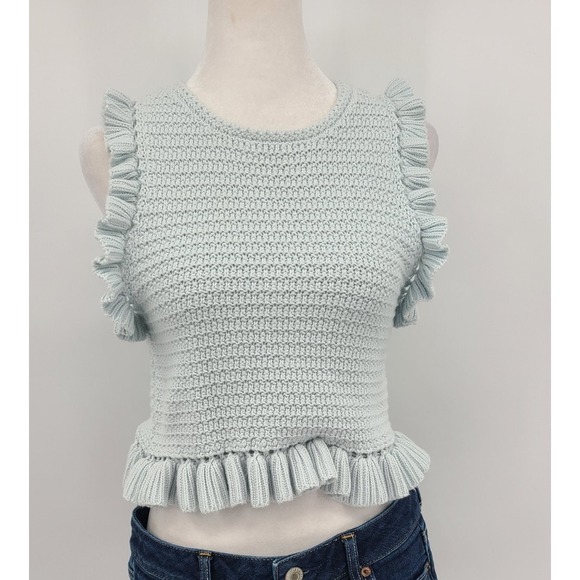 Zara Tops - Zara Crochet Boho Womens Crop Tank Top Small Cottagecore Knit Tassels Girly